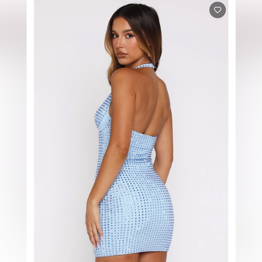 White Fox Full Of Love Embellished Mini Dress Baby Blue - Picture 4 of 9